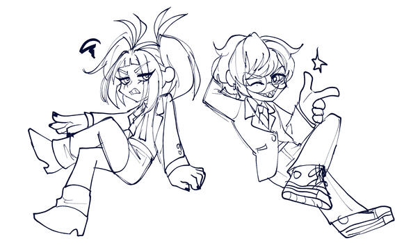 semi chibi style of the characters silver and jamie.